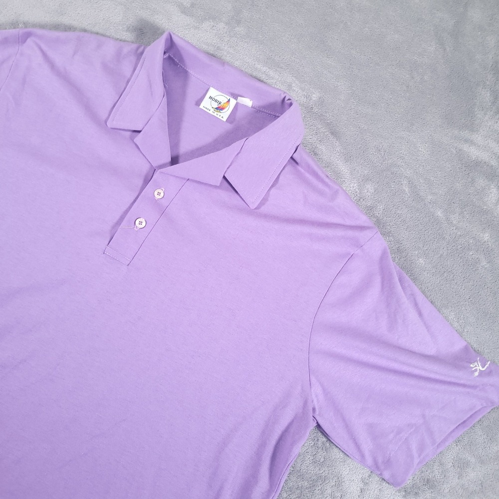Vintage Hobie Polo Shirt Mens 2XLT (Fits XL Short)‎ Purple Solid Made in USA 90s